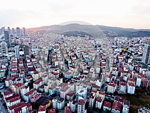 Aerial Drone View of Unplanned Urbanization Istanbul Kartal Yakacik.