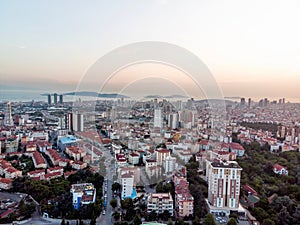 Aerial Drone View of Unplanned Urbanization Istanbul Kartal Yakacik.