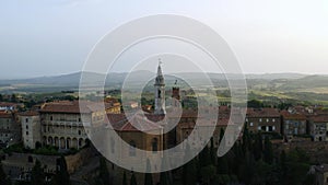 Aerial Drone View Val D'orcia, Siena Province, Over Pienza, Tuscany, Italy