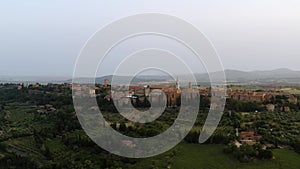 Aerial Drone View Val D'orcia, Siena Province, Over Pienza, Tuscany, Italy