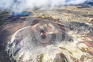 Aerial drone view of Volcanic Landscape Iceland Berserkjahraun, Snaefellsnes