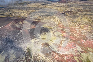 Aerial drone view of Volcanic Landscape Iceland Berserkjahraun, Snaefellsnes