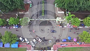 Aerial/drone view of the weekly grocery market in indonesia