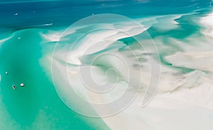 Aerial Drone view of Whitehaven Beach in the Whitsundays, Queensland, Australia