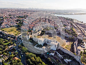 Aerial Drone View of Yedikule Fortress in Istanbul / Turkey.