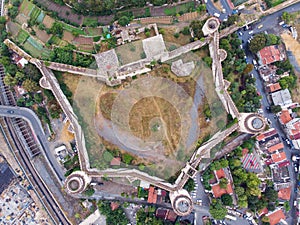 Aerial Drone View of Yedikule Fortress in Istanbul / Turkey.