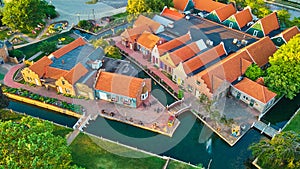 Aerial of dutch village in Michigan