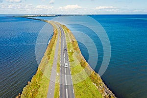 Aerial from the dyke at Marken at the IJsselmeer in the Netherlands