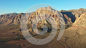 Aerial of Early Light on Mountains in Red Rock Canyon, Nevada