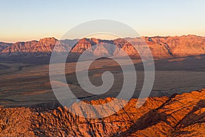 Aerial of Early Morning Light in Red Rock Canyon, NV