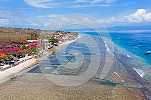 Aerial from the east coast at Nusa Penida on Bali Indonesia