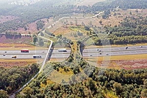 Aerial from ecoduct De Borkeld in Rijssen the Netherlands