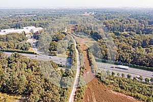 Aerial from ecoduct Laarderhoogt in the Netherlands