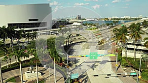 Aerial entrance to Port Miami from Downtown Biscayne