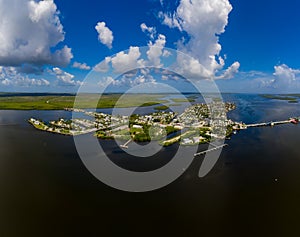 Aerial far photo of Matlacha Florida a touristy travel destination town photo