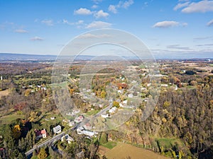Aerial of Farmland Surrounding Shippensburg, Pennsylvania during