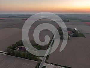 Aerial of farms with agriculture plots