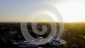 Aerial ferrris wheel in sunset