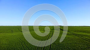 Aerial, Flight Above Rural Countryside Landscape With Growing