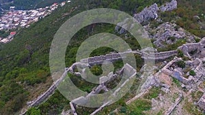 Aerial: Flight over a mediaeval fortress