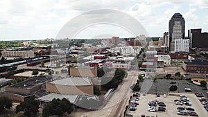 Aerial flight over Shreveport, Louisiana, Downtown, Drone View, Amazing Landscape