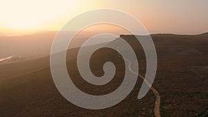 Aerial footage from the beautiful Derwent Edge during a stunning hazy sunset in the Peak District National Park