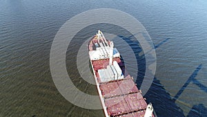 Aerial Footage of Cargo Container Ship on Delaware River Philadelphia PA