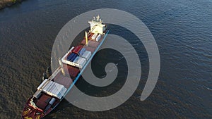 Aerial Footage of Cargo Ship on Delaware River