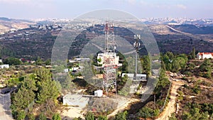 Aerial footage Close to Radio and cellular Antenna