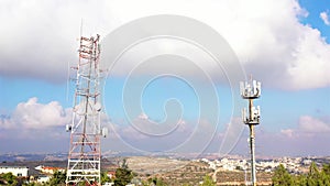 Aerial footage Close to Radio and cellular Antenna