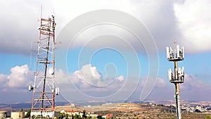 Aerial footage Close to Radio and cellular Antenna