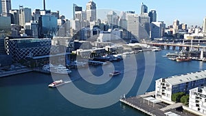 Aerial footage of Darling Harbour Sydney