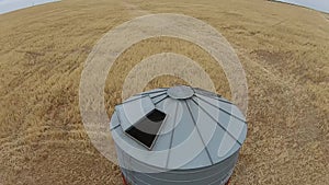 Aerial footage of harvest silo