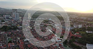 Aerial footage of Historical Malacca city in the morning.