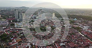 Aerial footage of Historical Malacca city in the morning.