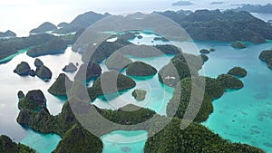 Aerial Footage of Lagoon and Islands in Wayag, Raja Ampat
