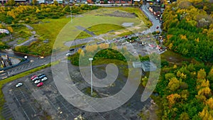 Aerial footage Meadowhall car park. Flash flood 7 November River Don Sheffield