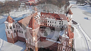 Aerial footage of Mir Casrle in Belarus