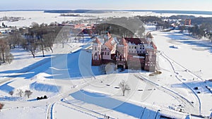 Aerial footage of Mir Castle in Belarus