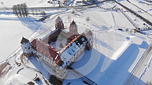 Aerial footage of Mir Castle in Belarus