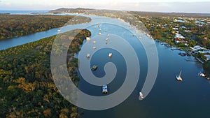 Aerial footage of Noosa River