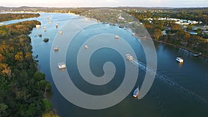 Aerial footage of Noosa River Ferry Cruise