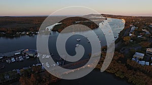 Aerial footage of Noosa River on Sunset