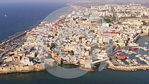 Aerial footage of the old City and Port of Acre.