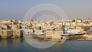 Aerial footage of the old City and Port of Acre.