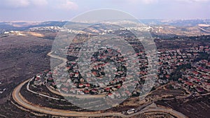 Aerial footage over Israel Jewsih Settlement Har adar