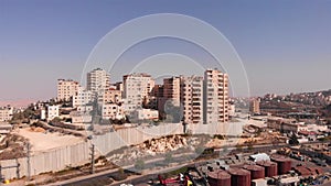 Aerial footage of Palestinian refugees camp Surrounded By security Concerete Wall