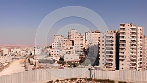 Aerial footage of Palestinian refugees camp Surrounded By security Concerete Wall