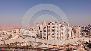 Aerial footage of Palestinian refugees camp Surrounded By security Concerete Wall