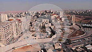 Aerial footage of Palestinian refugees camp Surrounded By security Concerete Wall